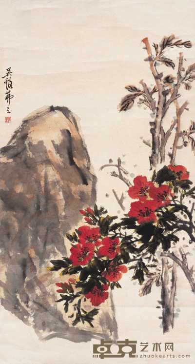 吴茀之 花卉 立轴 47×88cm
